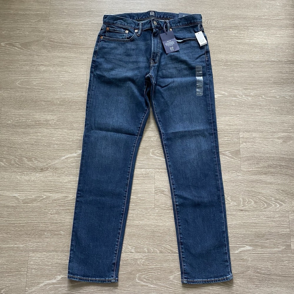 GAP Slim Straight Indigo Denim Jeans Men's 32x32 Dark Blue Gap Flex NWT MSRP $70